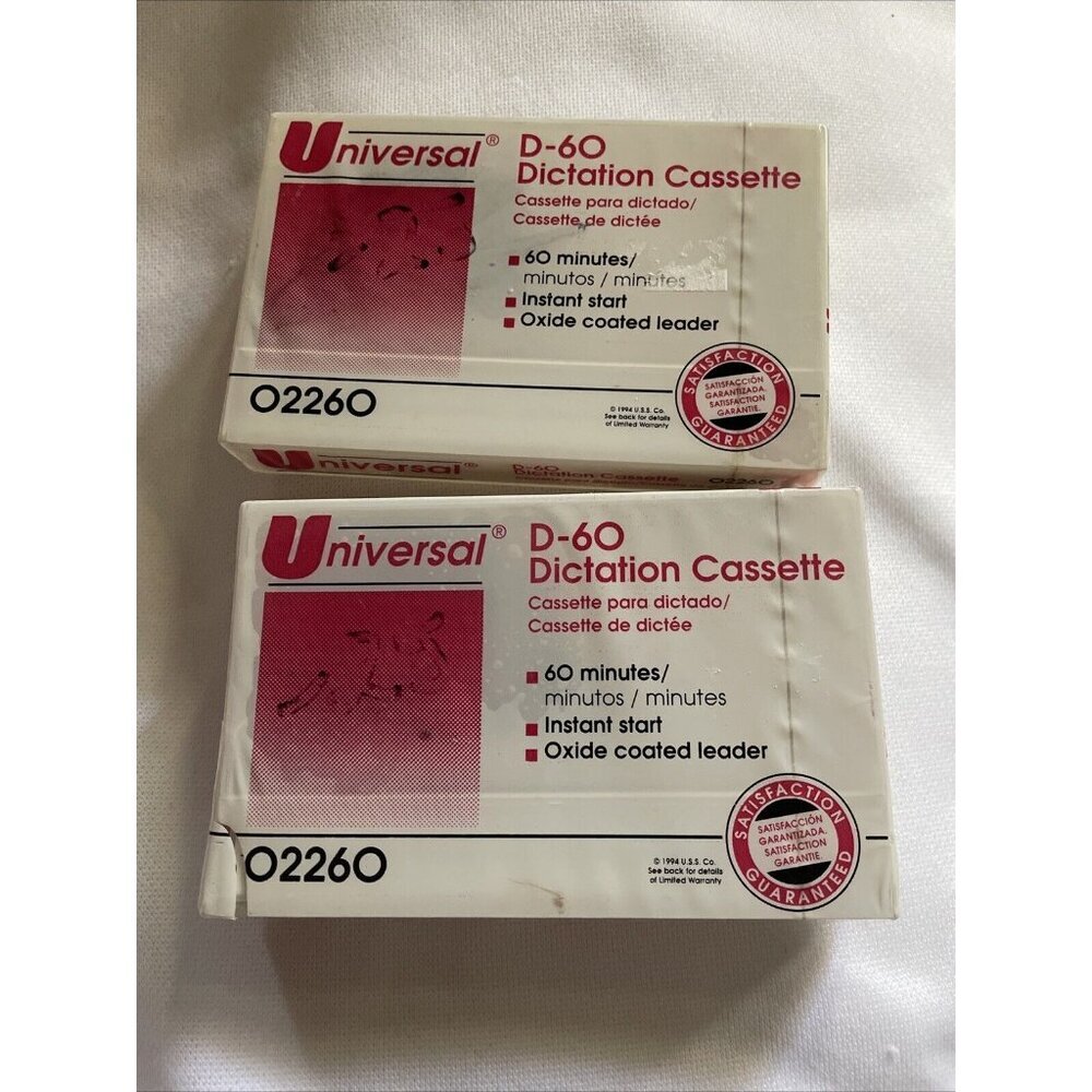 Universal D-60 Dictation Cassette Tape 60 Min Instant Start Oxide Coated Leader